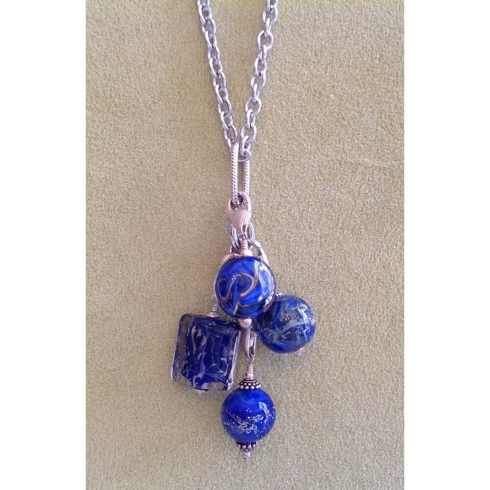 Lela Belle Hand Blown Murano Glass Beads - Set of 9 - Shades of Blue A7 - Picture 5 of 12